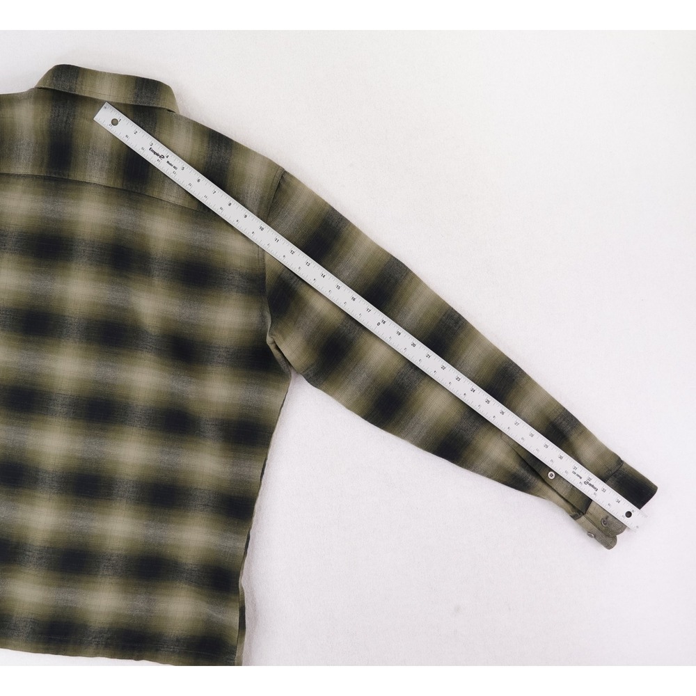 Kuhl Dillingr Flannel Shirt Mens Large Olive Green Black Plaid 7186 - Picture 9 of 11